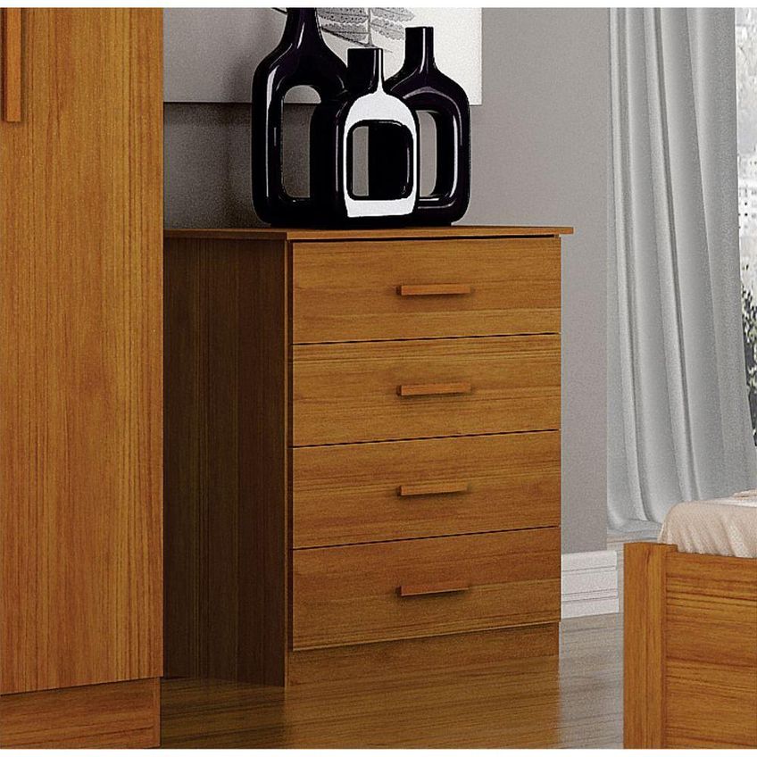 Cômoda Rubi 4 Gavetas MDF Puxador em Madeira Bronze Leifer Móveis - imagem 3