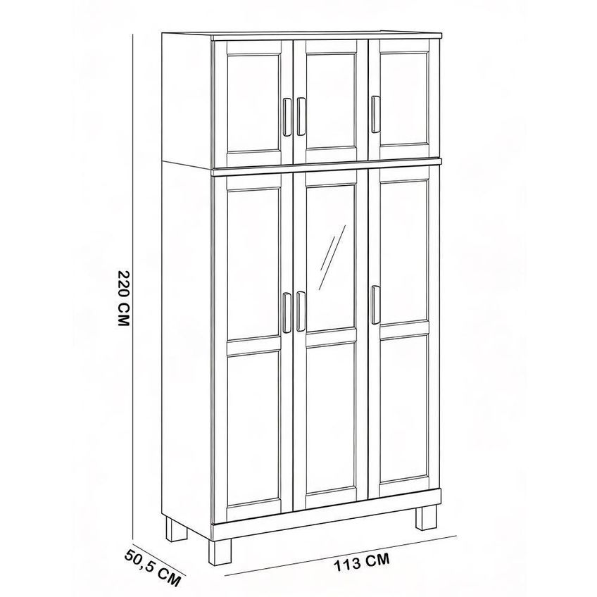 Guarda Roupa Solteiro Lorie F06 6 Portas De Bater 2 Gavetas Madeira Maciça Castanho Lyam Decor - imagem 4