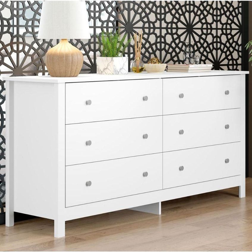 Cômoda DM-221 6 Gavetas MDP Corrediças Telescópicas Branco Ditália Móveis - imagem 3