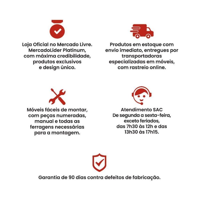 Cômoda DM-221 6 Gavetas MDP Corrediças Telescópicas Branco Ditália Móveis - imagem 4