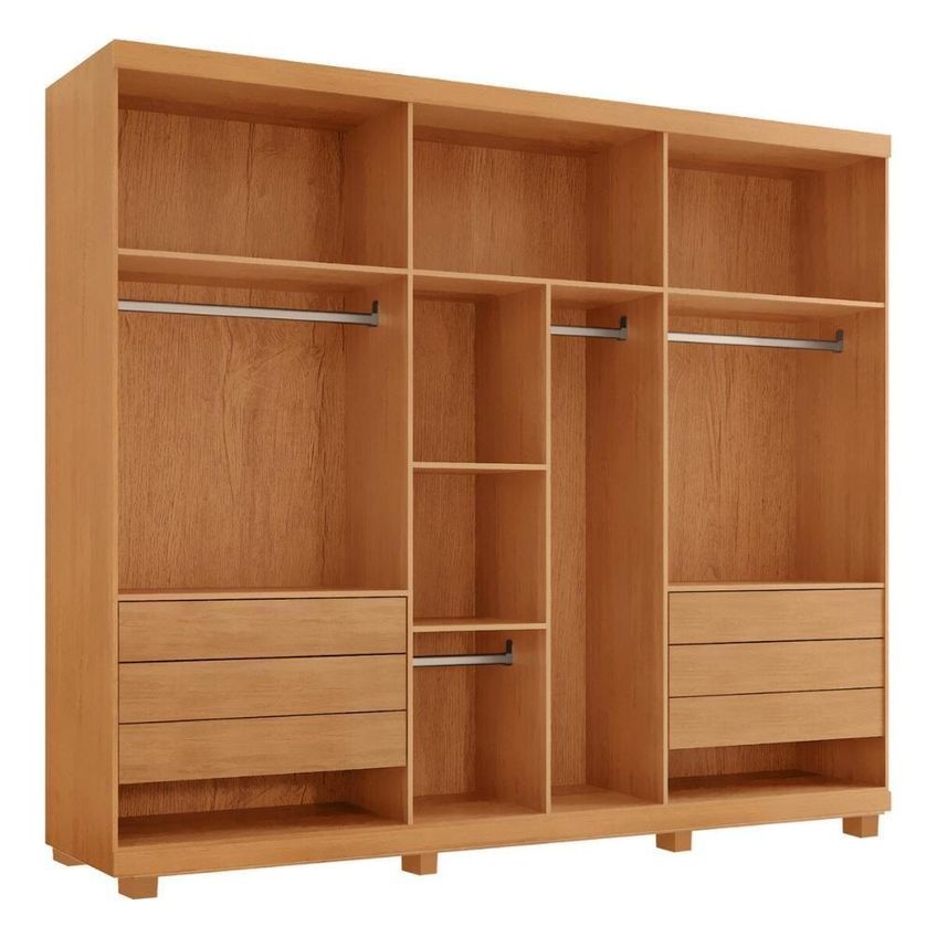 Guarda Roupa Casal Cr35531 6 Portas De Bater 6 Gavetas Mdf Laqueado Madeirado Multimóveis - imagem 5