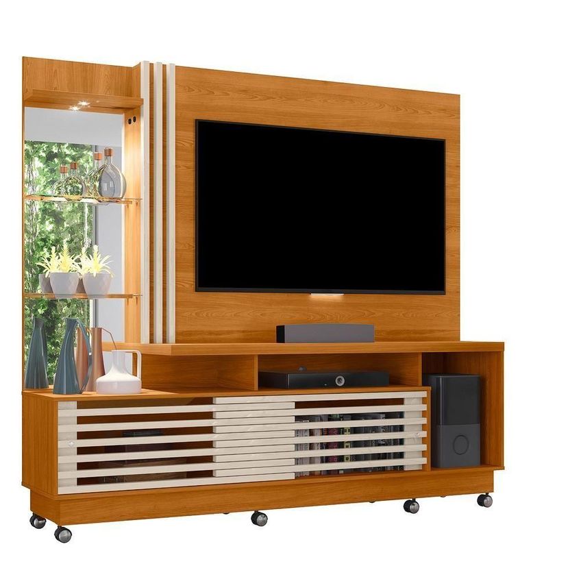 Rack Frizz Plus Para TV Até 60" 200cm MDP Com LED Off White Madetec Móveis - imagem 3