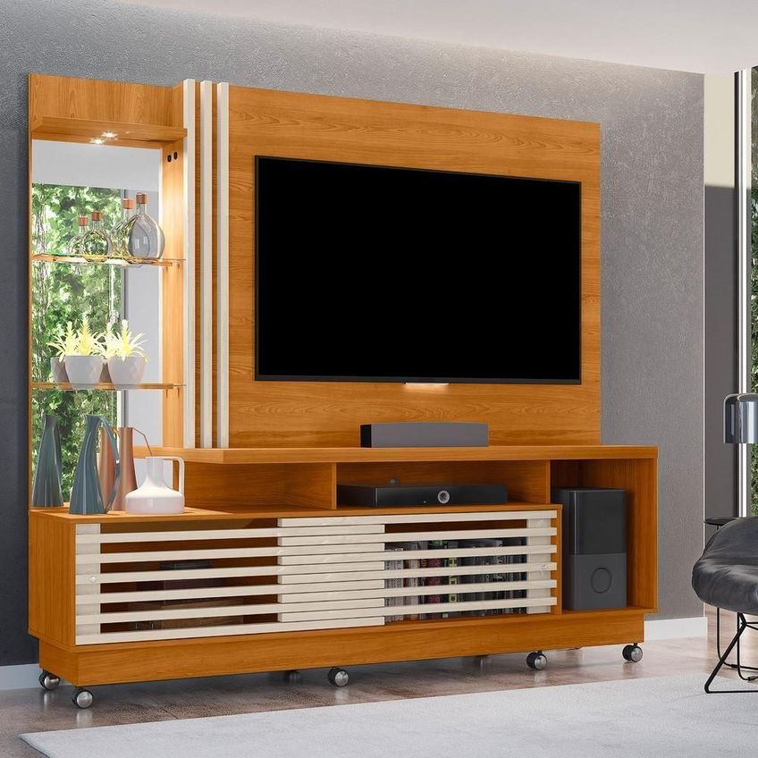 Rack Frizz Plus Para TV Até 60" 200cm MDP Com LED Off White Madetec Móveis - imagem 4