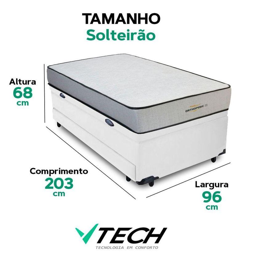 Cama Box Com Baú Solteiro Bicama Baú + Colchão Orthopedic D33 Vtech - imagem 3