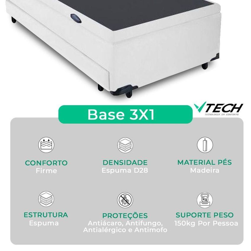 Cama Box Com Baú Solteiro Bicama Baú + Colchão Orthopedic D33 Vtech - imagem 4
