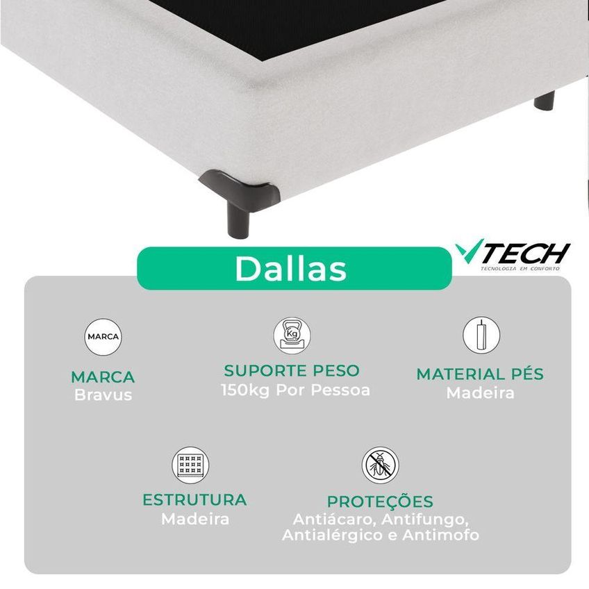 Cama Box King Cama Box Madeira Inteiriça Branco 193cm Vtech - imagem 3