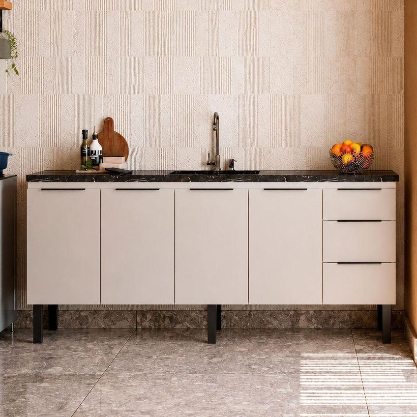 Gabinete Para Cozinha Júpiter 3 Gavetas Aço 192cm Cinza Cozimax - imagem 5