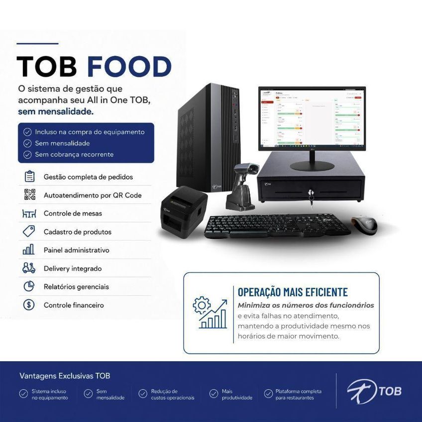Computador PDV com Periféricos Core i7 2ª Geração 8GB SSD 240GB Sistema TOB Food Bivolt TOB - imagem 3