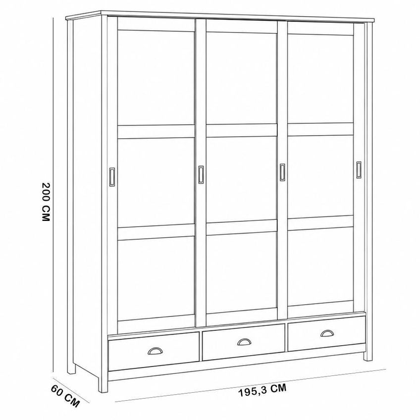 Guarda Roupa Casal Mazzaro F06 3 Portas Correr 3 Gavetas Madeira Maciça Branco Freijó Lyam Decor - imagem 3