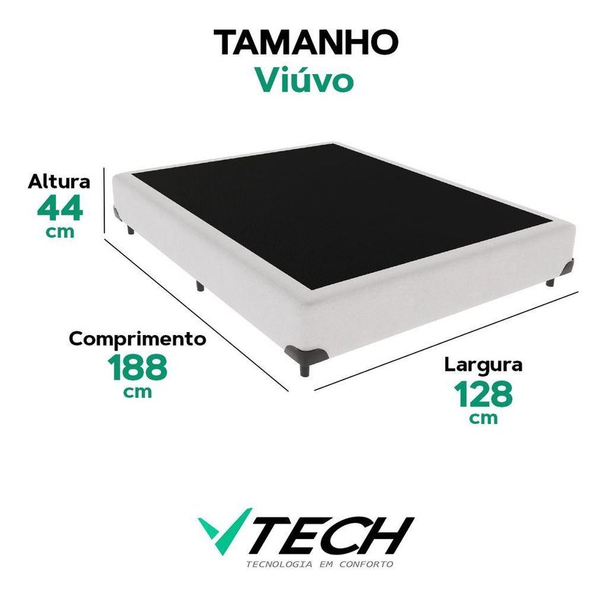 Cama Box Casal Viúvo Cama Box Madeira Base Inteiriça Branco Vtech - imagem 5