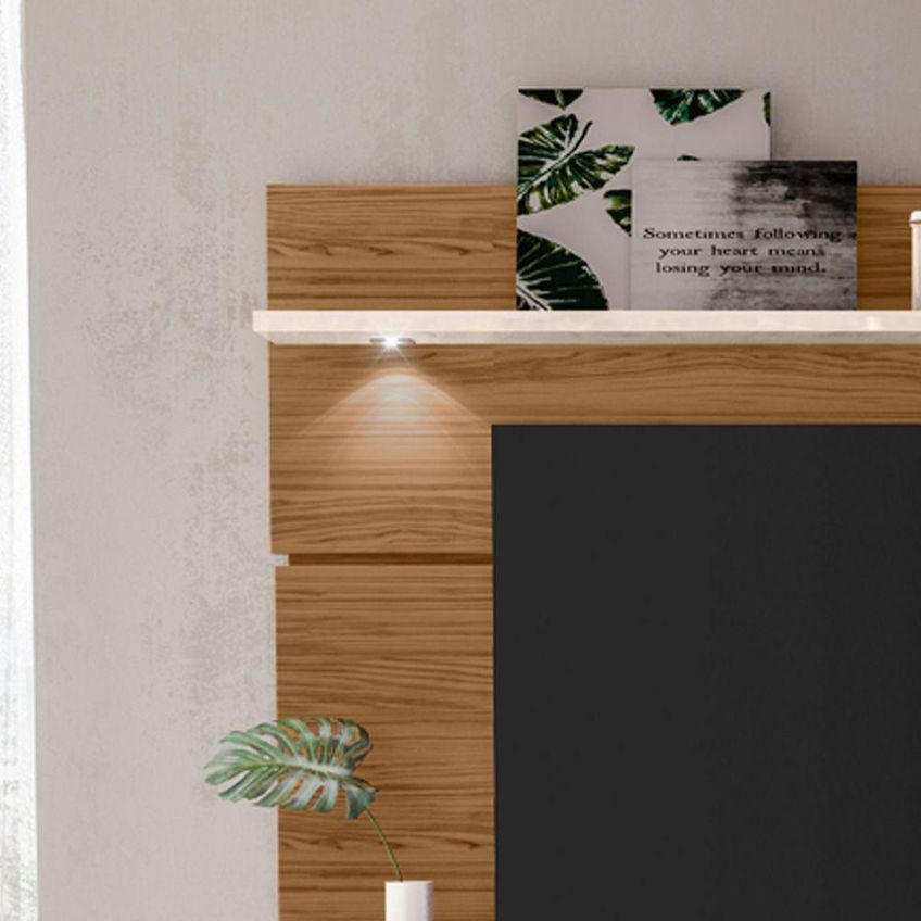 Painel TV Quelen Naturale Off White M20 60" 182cm MDP com LED e Portas Basculantes D'Rossi - imagem 3