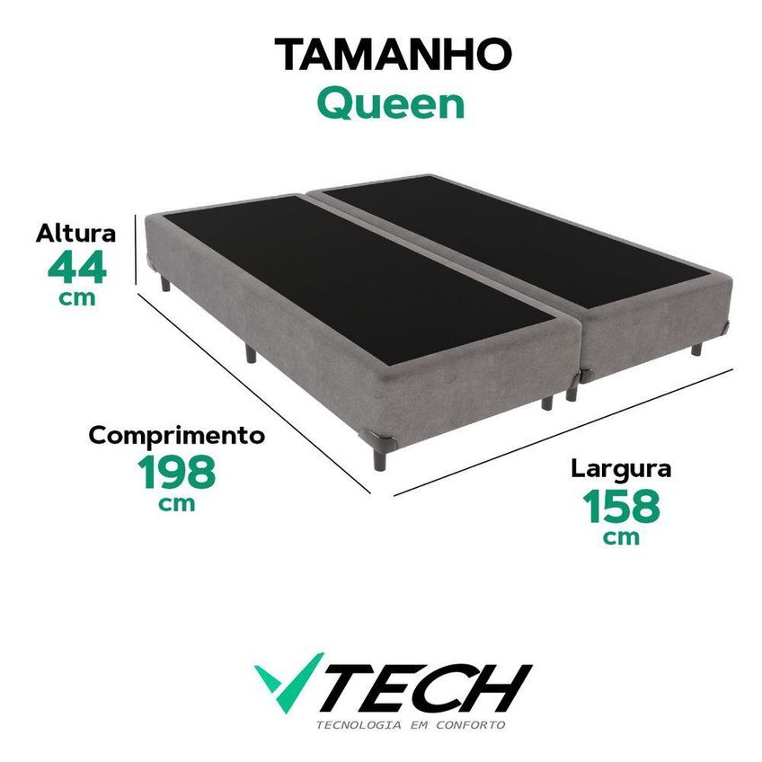 Cama Box Queen Cama Box Estrutura Madeira Base Inteiriça Cinza Vtech - imagem 4
