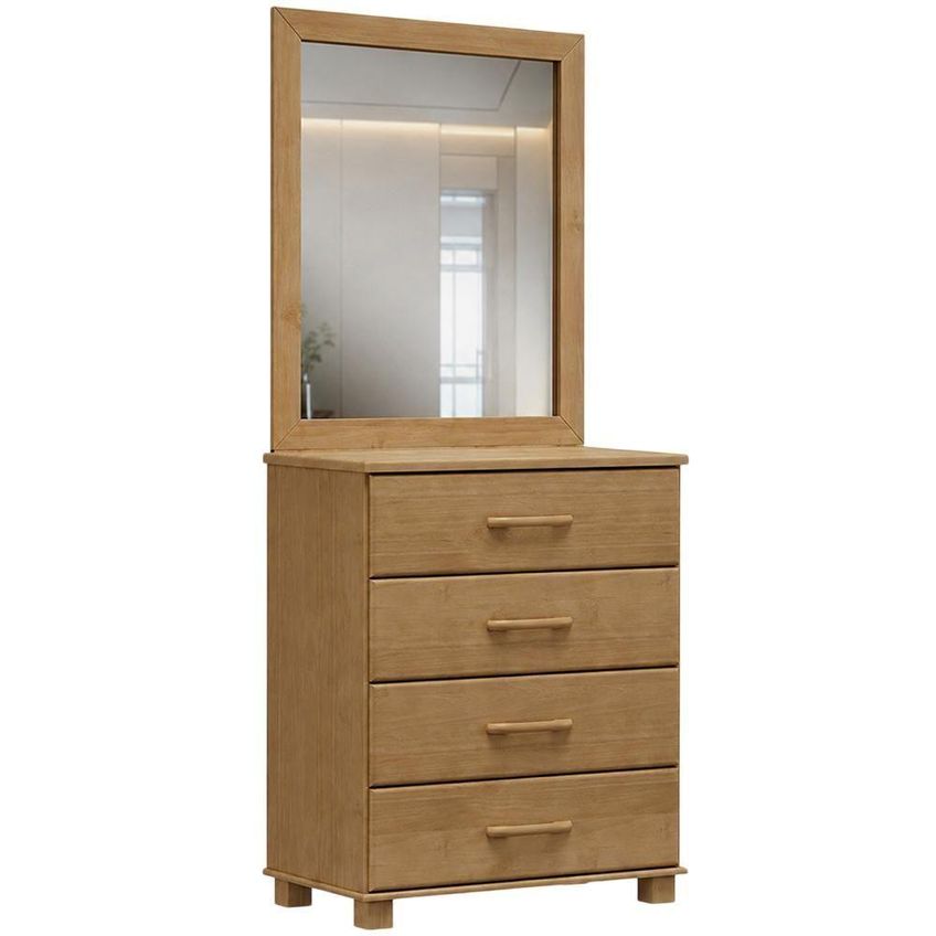 Cômoda Zahav F06 4 Gavetas Madeira Maciça Com Espelho Freijó Lyam Decor - imagem 4