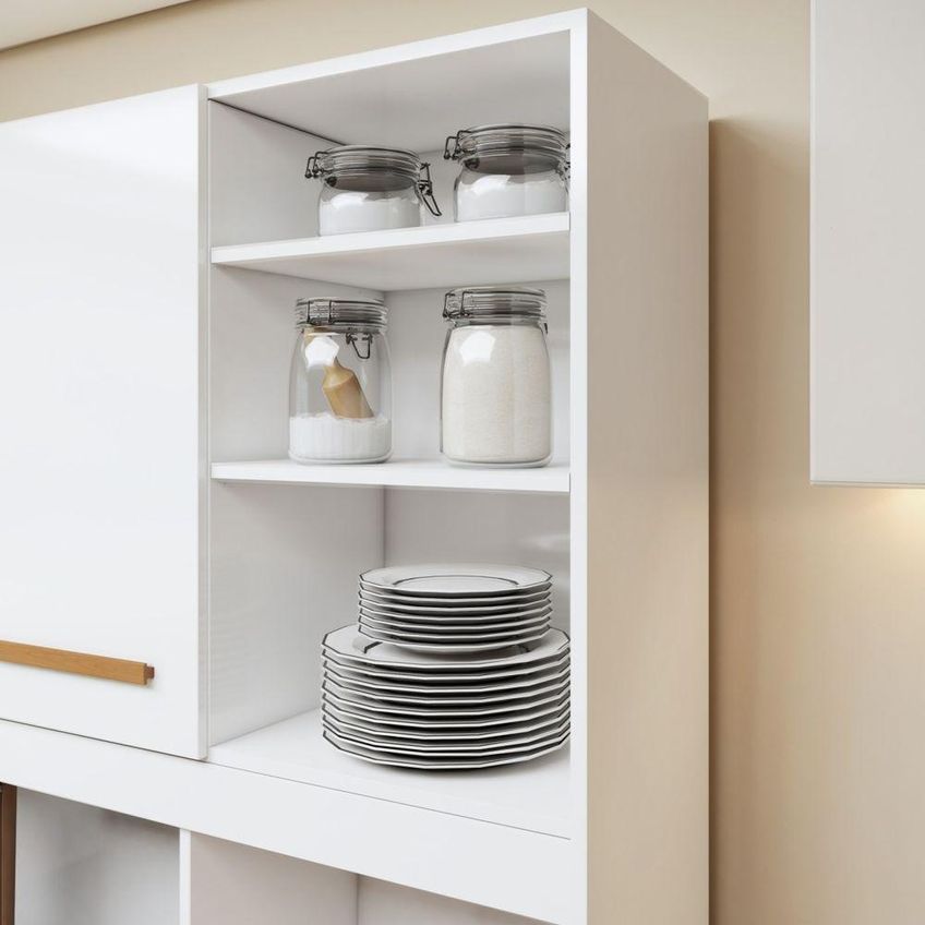 Kit Cozinha Compacta Atenas 5 Portas 3 Gavetas Mdp 160cm Branca Kaiki Móveis - imagem 2