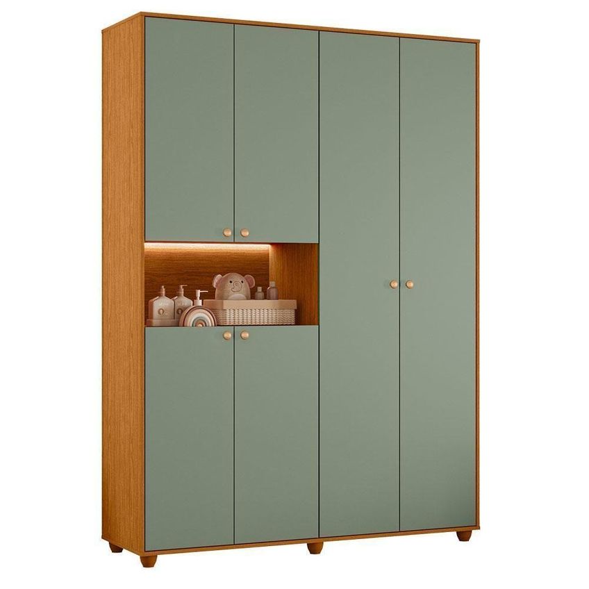 Berço Com Guarda Roupa Infantil Americano Tutto New Vittoria Mdf E Mdp Freijó Cinamomo Sálvia - imagem 3