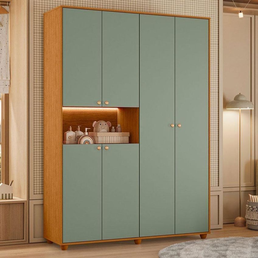 Berço Com Guarda Roupa Infantil Americano Tutto New Vittoria Mdf E Mdp Freijó Cinamomo Sálvia - imagem 4
