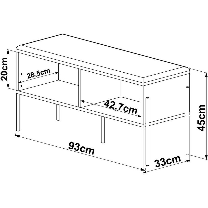 Sapateira Banco Oslo Sem Porta Sem Gavetas 93cm MDF MDP Preto Artesano Móveis - imagem 3