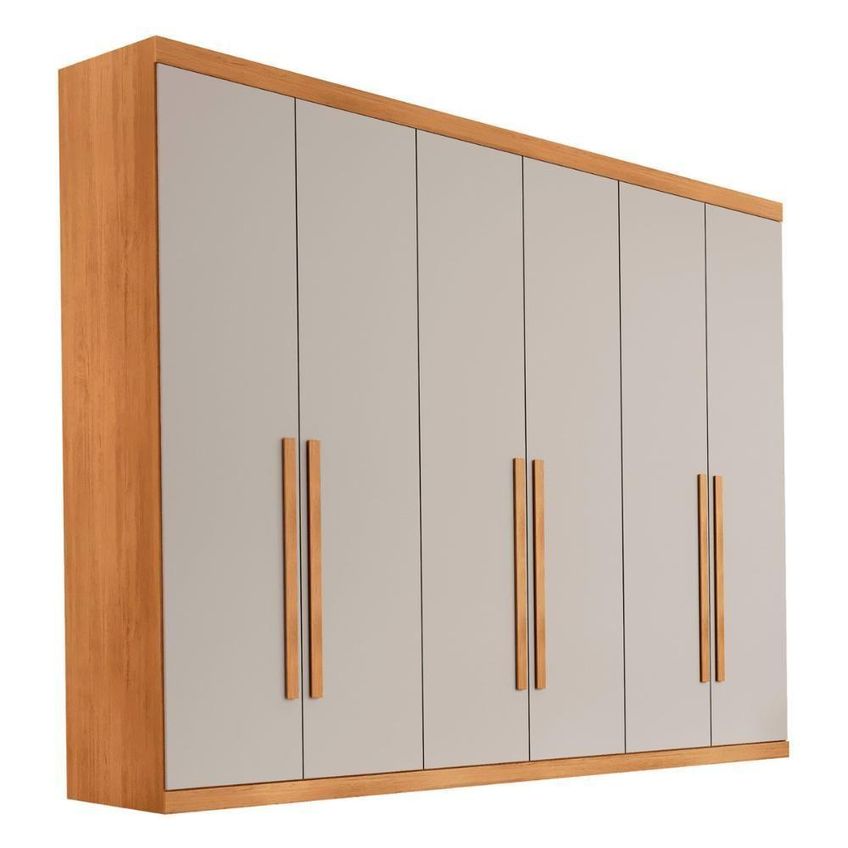 Guarda Roupa Casal Cr35508 6 Portas De Bater 6 Gavetas Mdf Laqueado Madeirado Off White Multimóveis - imagem 2