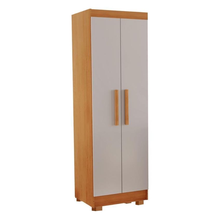 Guarda Roupa Solteiro CR35515 2 Portas De Bater MDF Madeirado Off White Multimóveis - imagem 4