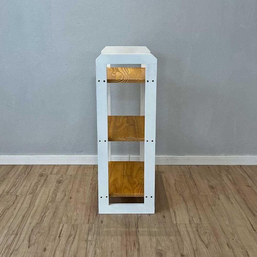 Aparador Linea Slim Moderno 3 Prateleiras Madeira Maciça 53cm Nozes E Branco Artfactory Design - imagem 3