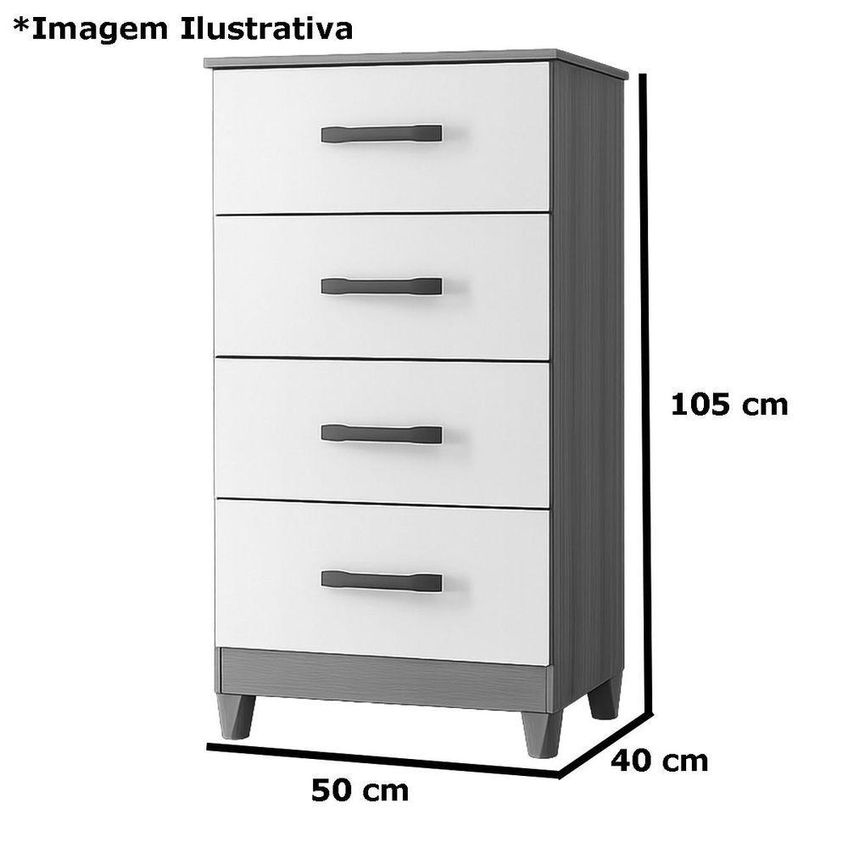 Cômoda Compacta Molly 4 Gavetas MDP Puxador ABS Nogueira E Capuccino Albatroz Móveis 50cm - imagem 3