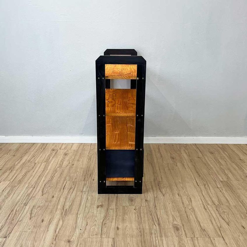 Aparador Linea Ample Moderno Sem Porta 2 Gavetas Madeira Maciça 100cm Amadeirado E Preto Artfactory - imagem 4