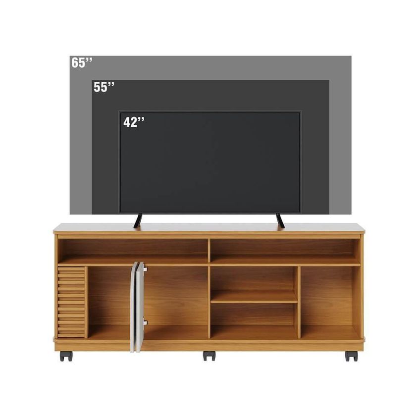 Rack Bancada Jurerê 1.5 Para TV Até 65" 150cm MDP Com Rodízios Off White Colibri Móveis - imagem 3