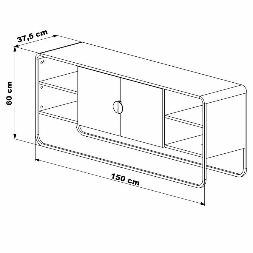 Rack Luna 150cm MDP Portas Amortecidas Cinza Artesano Móveis - imagem 3