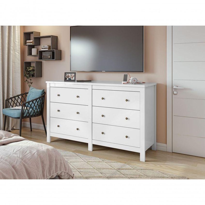 Cômoda Maggiore 6 Gavetas MDF-MDP Puxadores Em Metal Branco Móveis Lopas - imagem 4