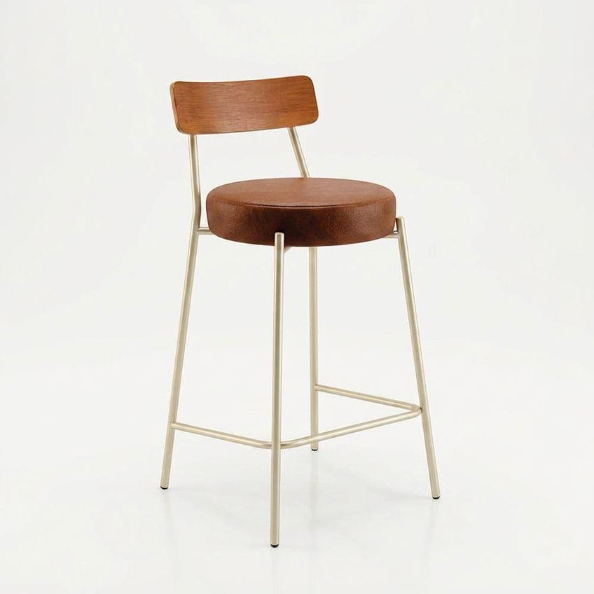 Banqueta Londrina PU D03 Assento PU Base Aço Encosto Fixo 95cm Nozes D'rossi - imagem 3