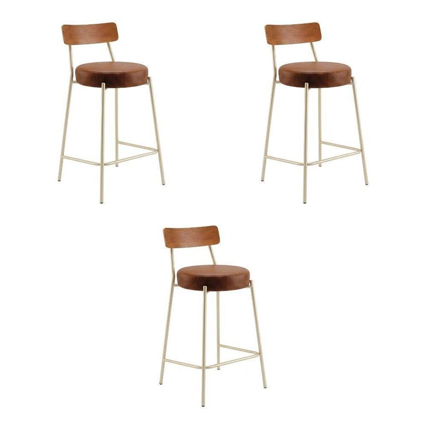 Banqueta Londrina PU D03 Assento PU Base Aço Encosto Fixo 95cm Nozes D'rossi - imagem 4
