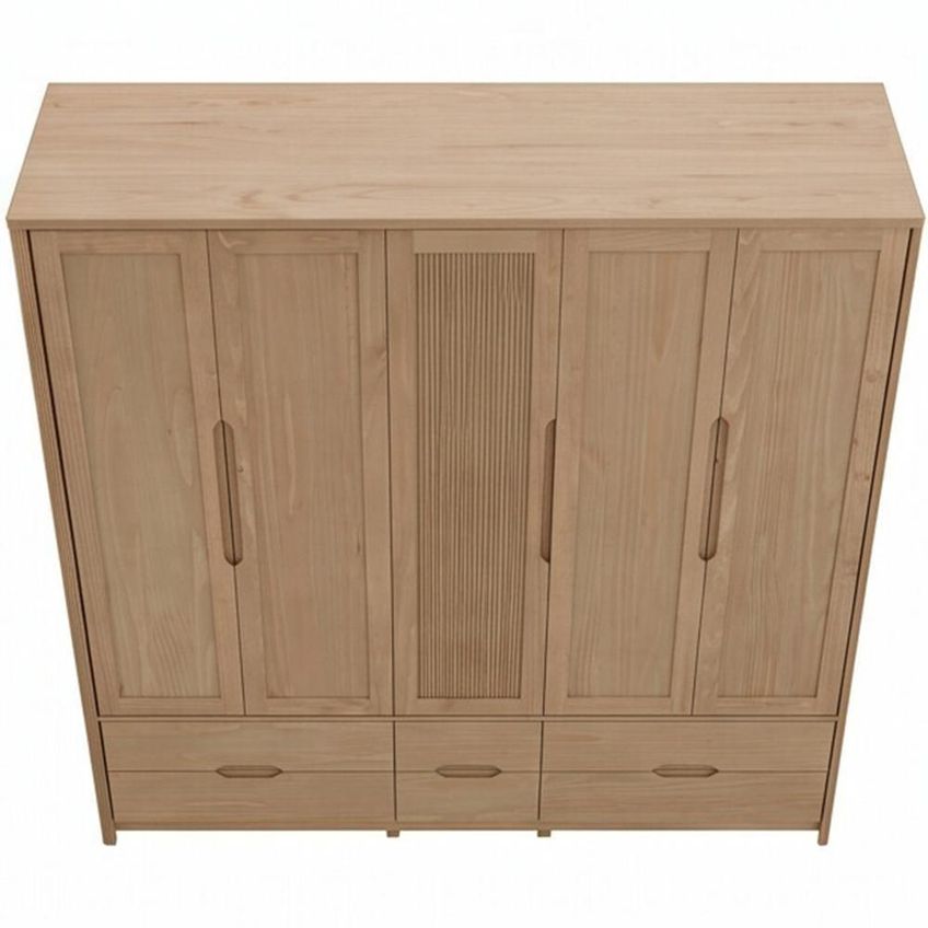 Guarda Roupa Casal Benton F06 5 Portas De Bater 6 Gavetas Madeira Maciça Tauari Lyam Decor - imagem 4