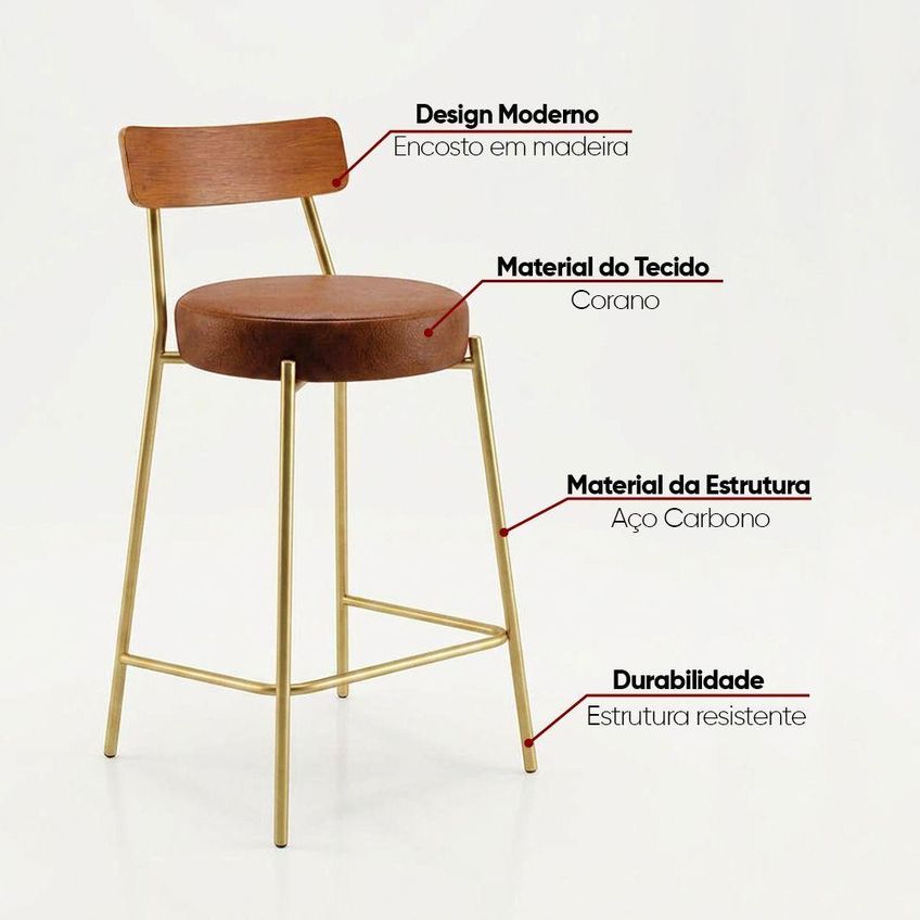 Banqueta Industrial Londrina Pu D03 Assento Em Pu Com Encosto Altura 95cm Preto D'rossi - imagem 4