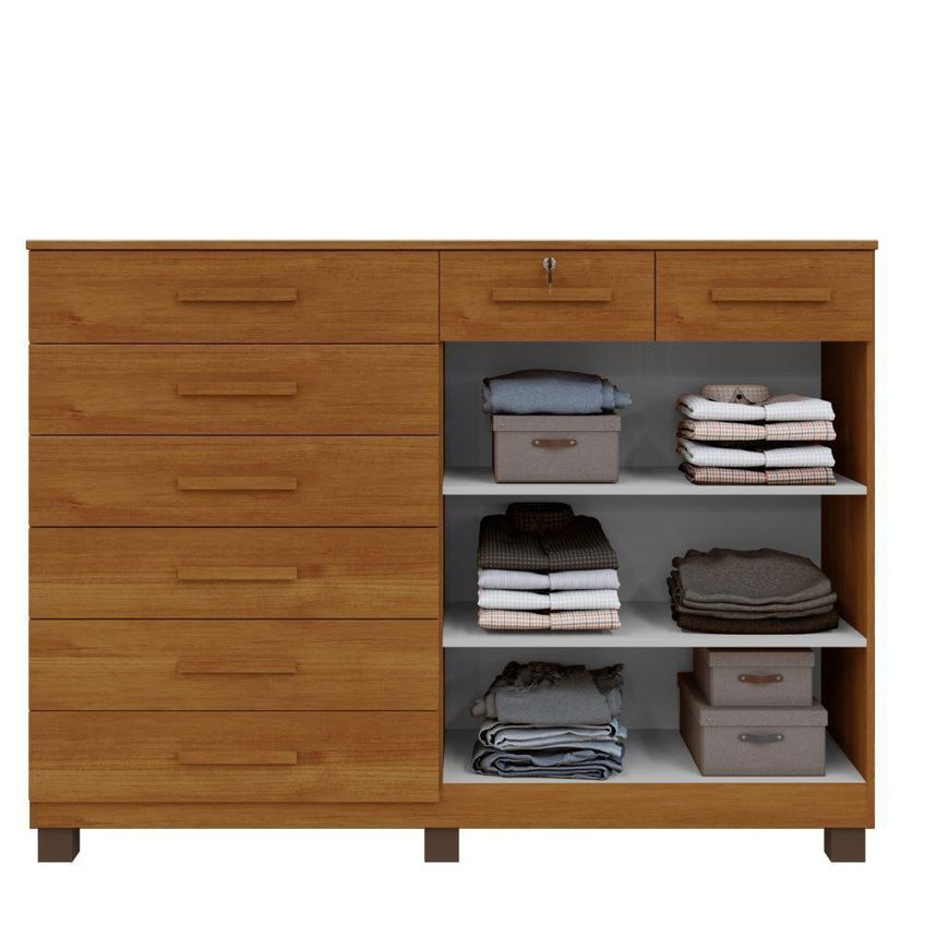 Cômoda New Triunfo 8 Gavetas 2 Portas MDP Cinamomo Benetil Móveis - imagem 2