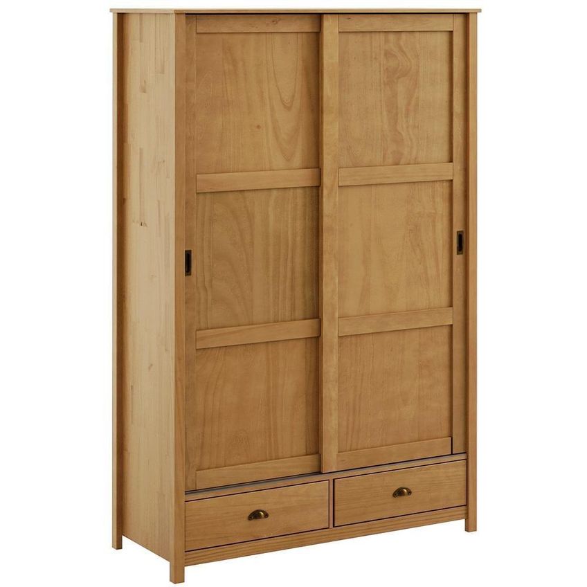 Guarda Roupa Solteiro Mazzaro F06 2 Portas De Correr 2 Gavetas Madeira Maciça Freijó Lyam Decor - imagem 3
