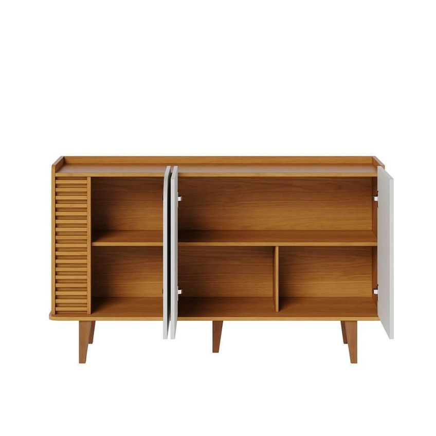 Buffet Jurerê 3 Portas 2 Prateleiras MDP com Detalhe Ripado Off White Colibri - imagem 3