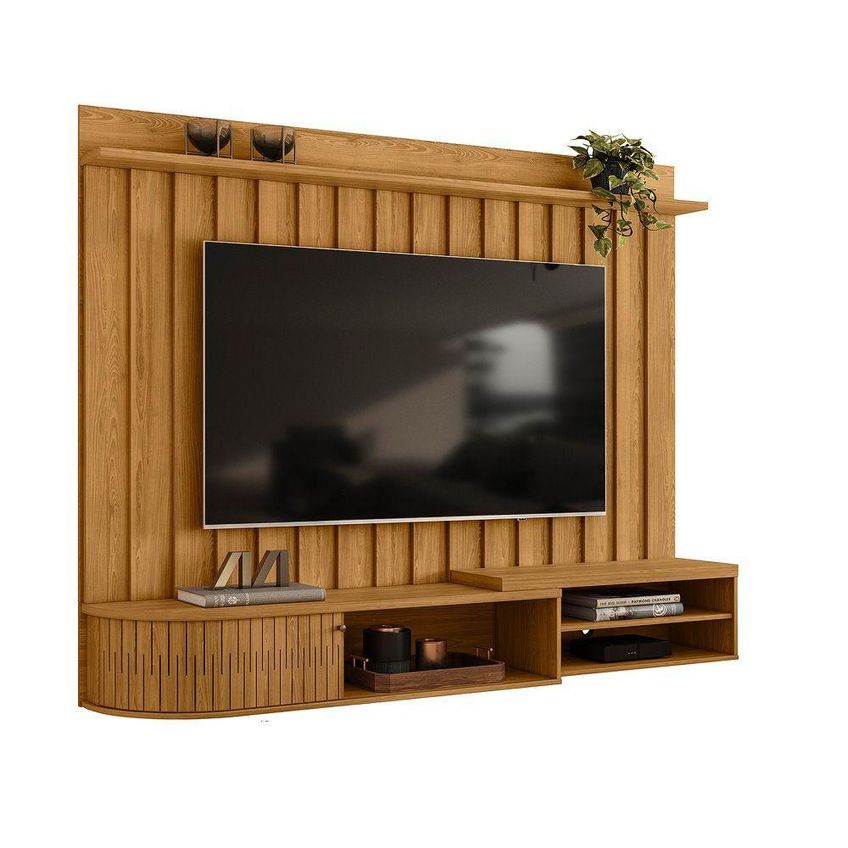 Painel Para TV Elvano 75" 207cm MDP Bancada Suspensa Cumaru M20 Café D'Rossi - imagem 3