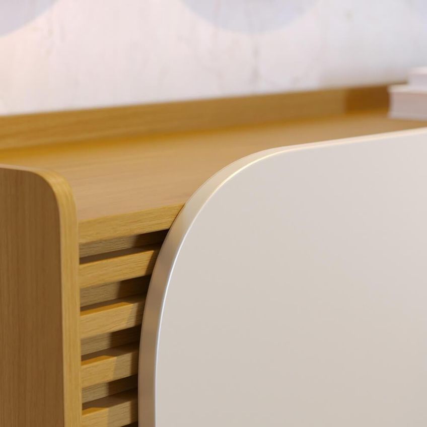 Buffet Jurerê 3 Portas 2 Prateleiras MDP com Detalhe Ripado Off White Colibri - imagem 4