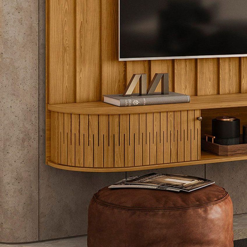 Painel Para TV Elvano 75" 207cm MDP Bancada Suspensa Cumaru M20 Café D'Rossi - imagem 4