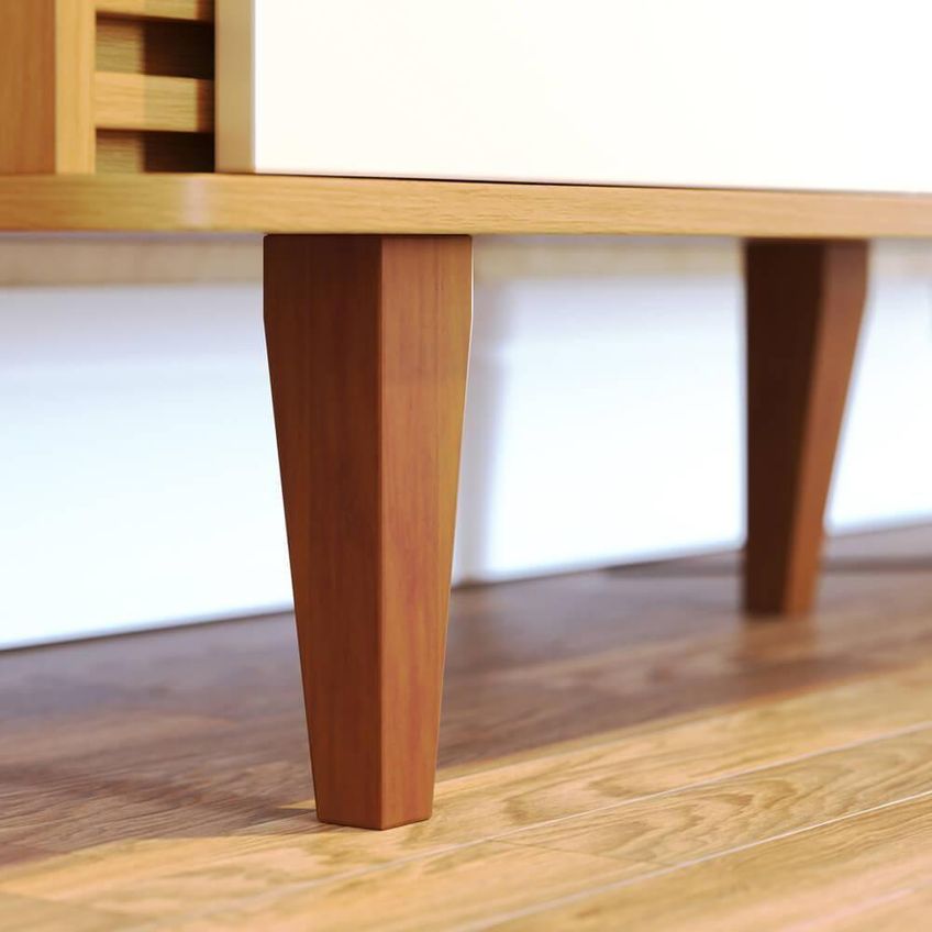 Buffet Jurerê 3 Portas 2 Prateleiras MDP com Detalhe Ripado Off White Colibri - imagem 5