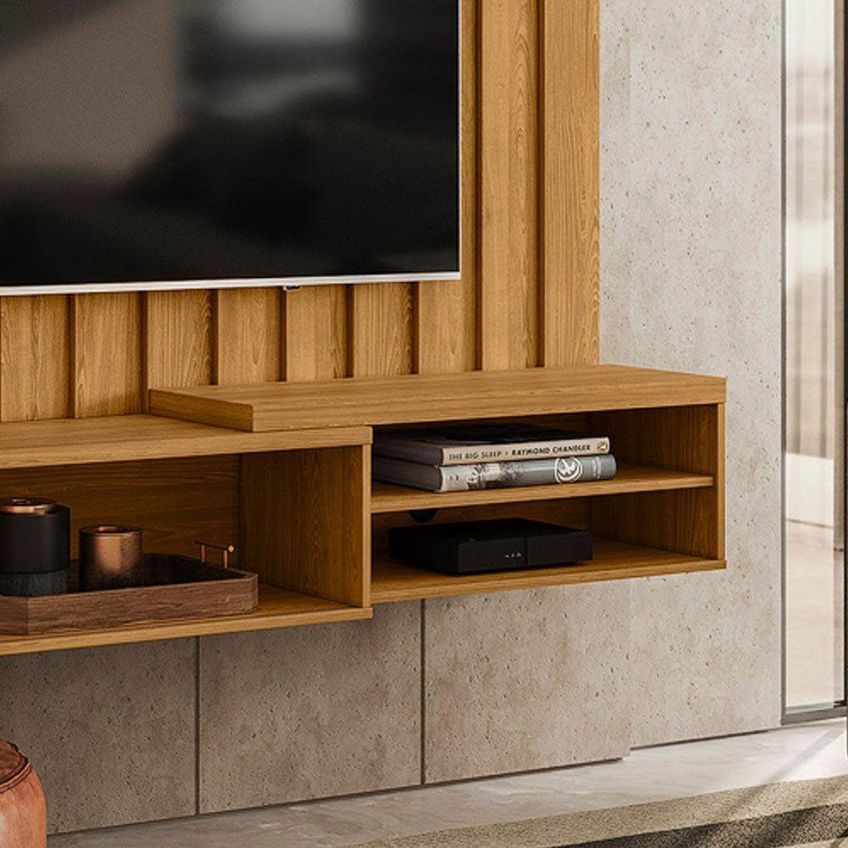 Painel Para TV Elvano 75" 207cm MDP Bancada Suspensa Cumaru M20 Café D'Rossi - imagem 5