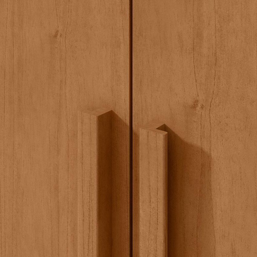 Guarda Roupa Solteiro E Closet Alonzo 4 Portas De Bater 2 Gavetas MDF Amendoa Clean Móveis Lopas - imagem 4