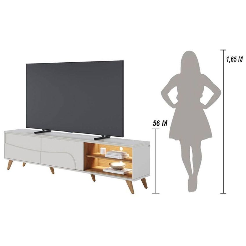 Rack Bancada Amalfi Para TV 75" 216cm MDF-MDP Com LED Colibri Móveis - imagem 4