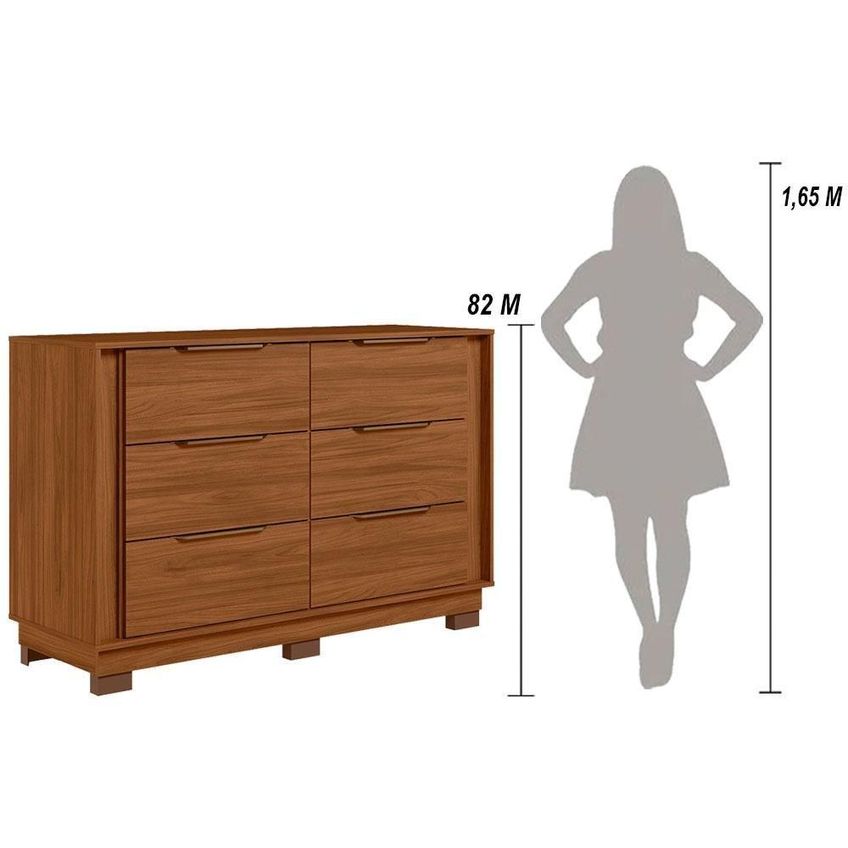Cômoda Giardino 6 Gavetas MDP Puxador ABS Nogueira Touch Demóbile - imagem 4