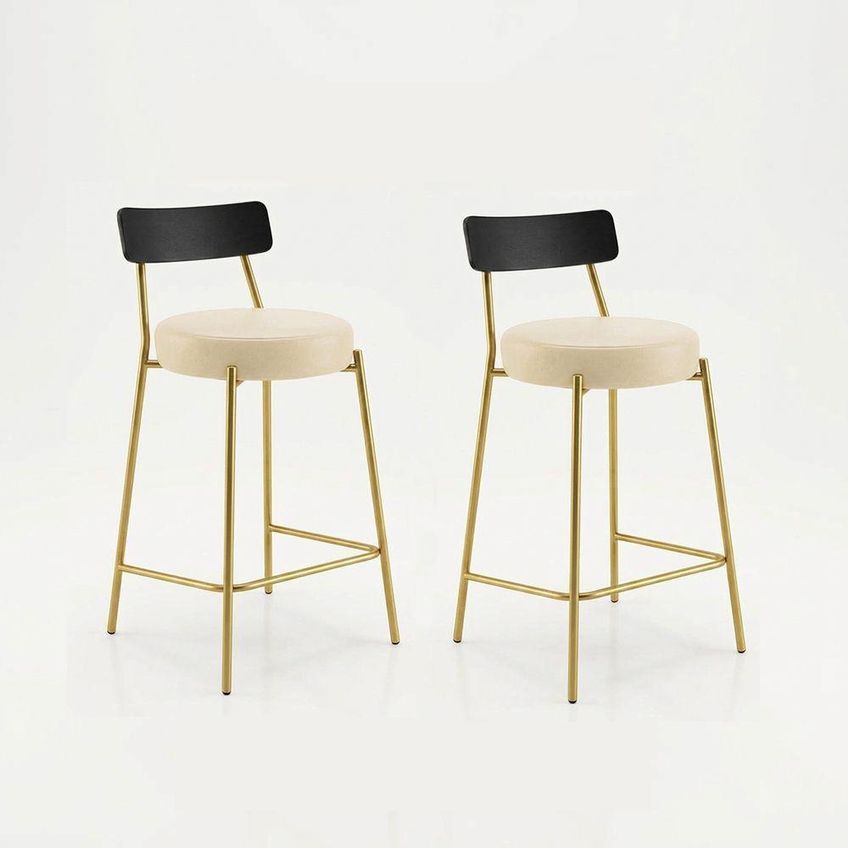 Banqueta Industrial Londrina Pu D03 Assento Pu Base Fixa Encosto Fixo Bege D'rossi - imagem 5