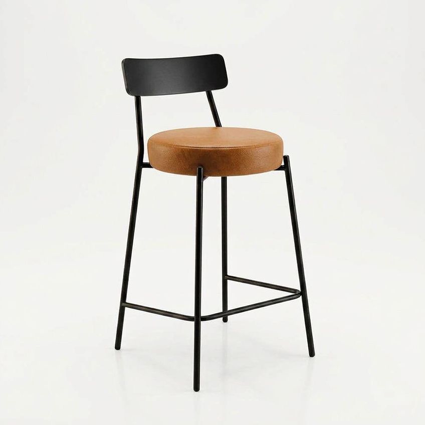 Banqueta Londrina Pu D03 Assento Em Pu Base Fixa Com Encosto Whisky D'rossi - imagem 3