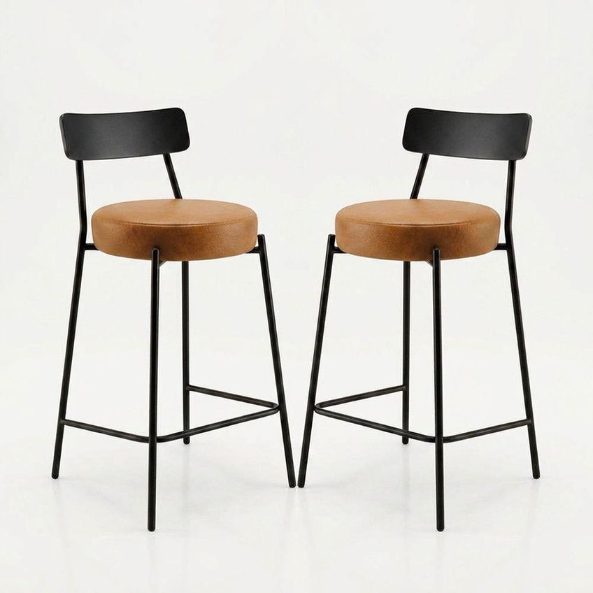 Banqueta Londrina Pu D03 Assento Em Pu Base Fixa Com Encosto Whisky D'rossi - imagem 4
