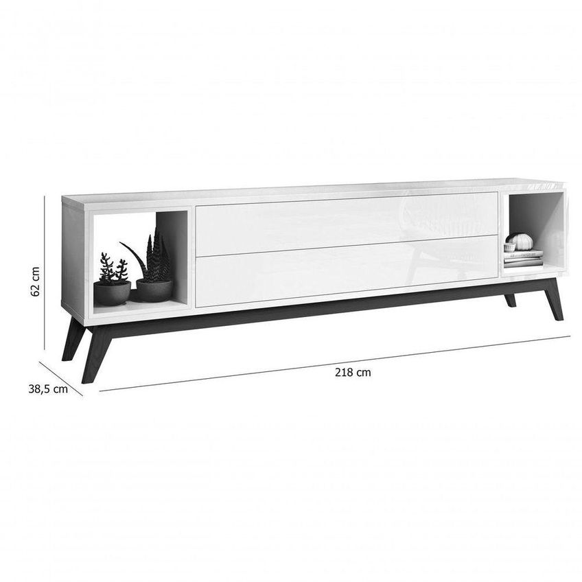 Rack Horizon 2.2 Para TV 65" 218cm MDF-MDP On Touch Branco Móveis Aqui - imagem 4