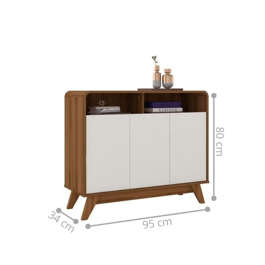Bancada Nature Moderno 3 Portas 1 Gaveta MDF 95cm Amadeirado Mais De Casa - imagem 4