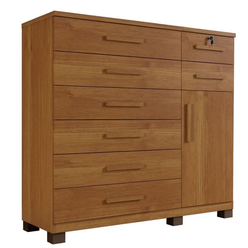 Cômoda New Vitória 1 Porta 8 Gavetas MDP Cinamomo Benetil Móveis - imagem 3